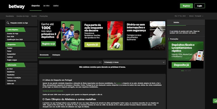 Gama de apostas desportivas disponíveis no Zodiac